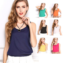 AliExpress |Cheap 2014 New Casual Women Chiffon Blouse Sleeveless Candy Colors Tops Shirt Women Blouses Blusas Camisas Femininas