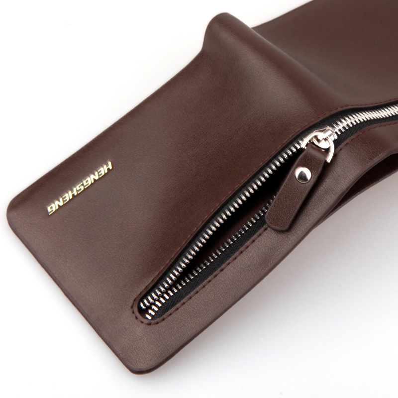 2015 New High quality Leather men Wallet zipper purse men Wholesale leather men s Wallets Free
