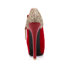 Size 32 42 Fashion Spring Autumn flock women red wedding shoes sexy Round Toe Mary Janes