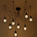 Loft Antique Retro Spider Chandelier Art Black DIY E27 Vintage Adjustable Edison Bulb pendant lamp Haning