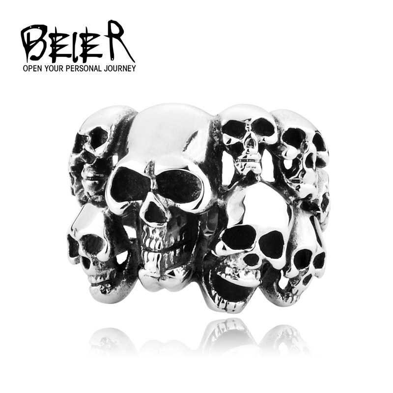 Cheap Men s Punk Biker Jewelry lot of multi solid Skull Ring 316L Stainless Steel Jewelry