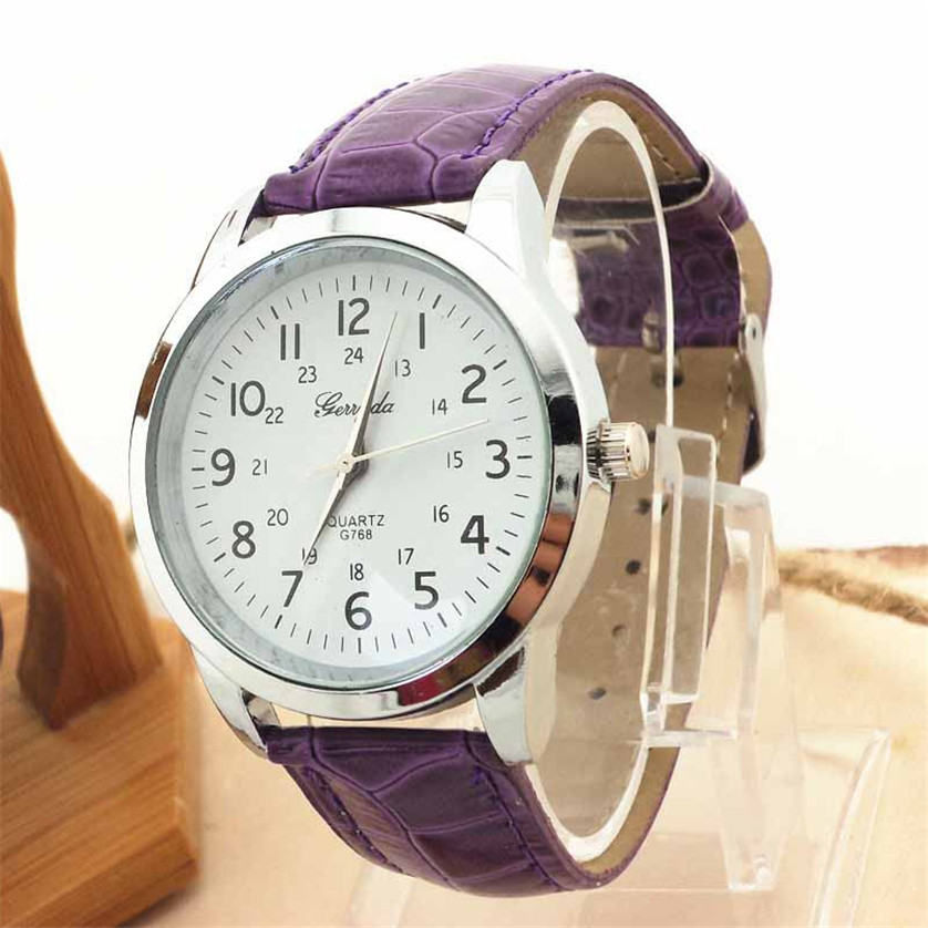 D6li 2016 Elegant Analog Luxury Sports Leather Strap Quartz Watches Men Gift Wrist Watches Bangle Bracelet