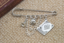 12pcs HP inspired Wizard spells themed charm with chain kilt pin brooch (50mm)