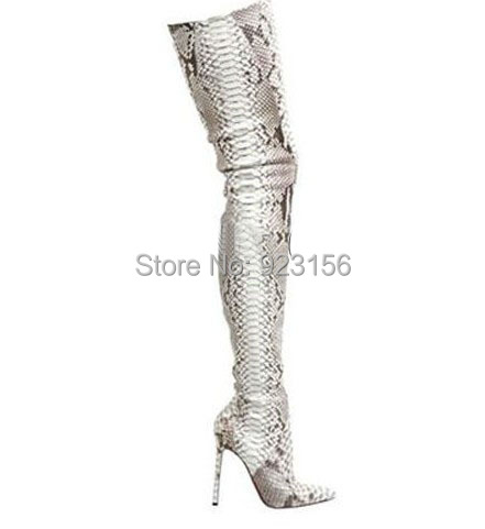 2014 New women motorcycle boots python thigh high red bottom over ...