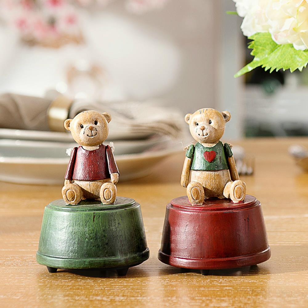 2 pcs Handmade Gift Handmade Cute Bear Desk Statue Table Decor