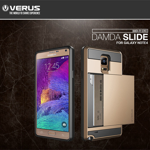 30pcs VERUS V4 Card Slider Case with Card Storage case for samsung galaxy note 4 N9100 slide card back cover case