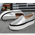 2017 new Flats Women casual shoes black thick bottom Round head Leisure shoes Silver black gold