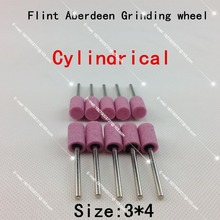 Promoción herramientas de diamante lijadora de banda herramientas 100 unids Flint Aberdeen muela, cilíndrica jefe 4 mm diámetro de vástago de 3 mm