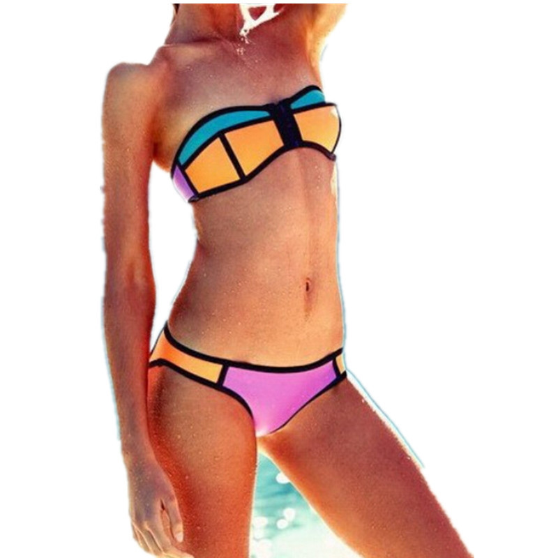 2015 Hot Sale Bathsuit Brand Sexy Bikinis Brazilian Bandeau Push Up Swimsuit Women Triangl Swimwear Bikini