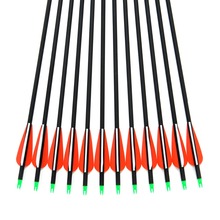 2015 New Carbon Arrow 12pcs 30 Archery Arrows Spine500 Changeable Arrowheads Plastic Feathers for Hunting Compound