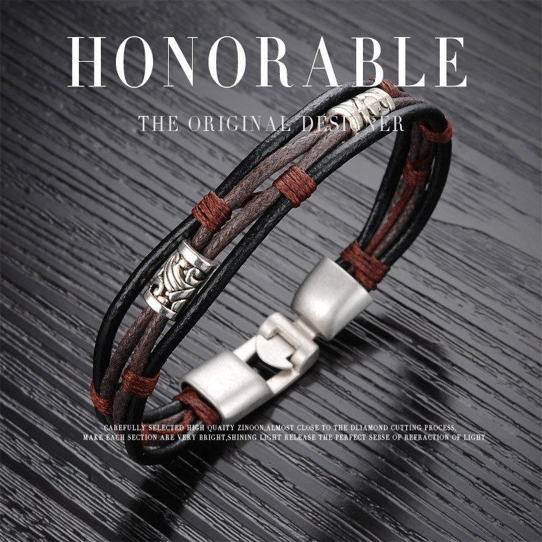 OPK Handmade Multi-Layer Man Bracelet New Fashion Leather Punk Rock Jewelry For Men Vintage Design Accessories Christmas Gifts OPK Handmade Multi-Layer Man Bracelet New Fashion Leather Punk Rock Jewelry For Men Vintage Design Accessories Christmas Gifts