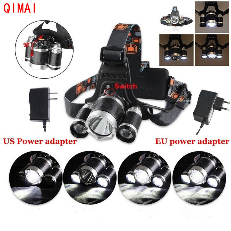 6000LM CREE XM-L T6+2Q5 LED Rechargeable HeadLamp HeadLight Head Torch Flashlight + 2x18650 Battery+ Car Wall Charger