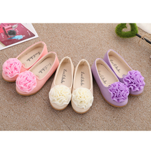 hot sale girls leather shoes little flower kid shoes solid three colors flat retro girls shoe princess dance shoes