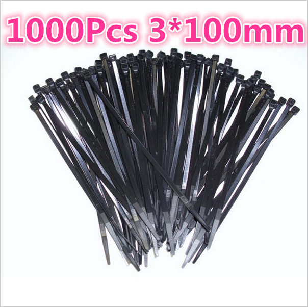 1000PCS wholesale 3*100mm black Self-locking Plastic Nylon Cable Ties,Wire Zip Tie Cable