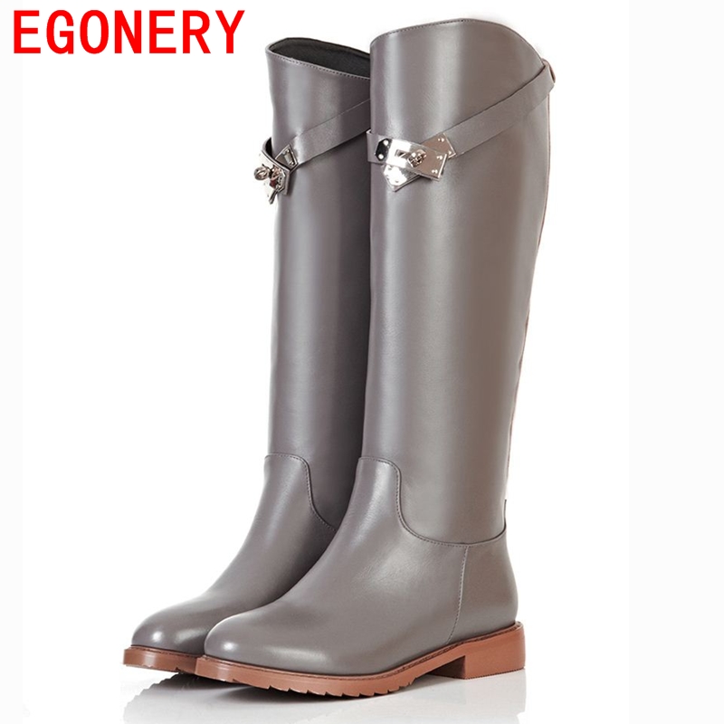 genuine leather brand shoes woman knee high boots fashion flat autumn winter riding motorcycle boots women outdoor flat shoes