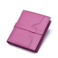Occident Style Fashion Genuine Leather Short Wallet Solid Color Designer Small Purse Women Belt Buckle Ornament