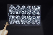 Y5318 3d Transparent Beauty Nails Stickers manicure Adhesive Nail Art Stickers Rhinestone White Lace Flowers Stickers