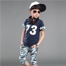 Children Clothes Kids Sporty Camouflage Sets 2 Piece suit Summer Casual Boys Sets For 5-14 Years Old 2 Colors
