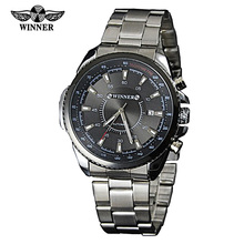 New Winner Full Steel Date Watch Men Army Military Automatic Mechanical Wristwatch Fashion Clock Hours Relogio Rolojes