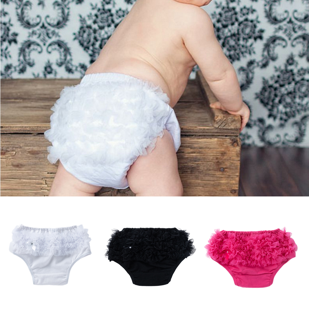 Newborn Baby Bloomers Panties Girls Cotton Lace Ruffle Nappy Diaper Cover Lovely 