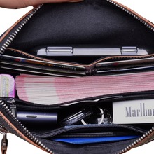 2015 Men s Wrist Strap Cowhide Genuine Leather Handbag