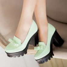 Brand Big Size 34-43 2015 High Thick Heels Platform Skidproof Sole Bowtie Gladiator Spring Summer Shoes Platform Outdoor Pumps