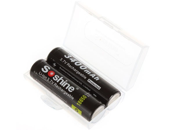 2pcs High Capacity Soshine 18650 3 7V 3400mAh Rechargeble Battery Protected High Discharge Li ion Batteries