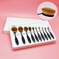 2017 New Arriveral 10pcs set Tooth Brush Shape Oval Makeup Brush Set Professional Foundation Powder Brush