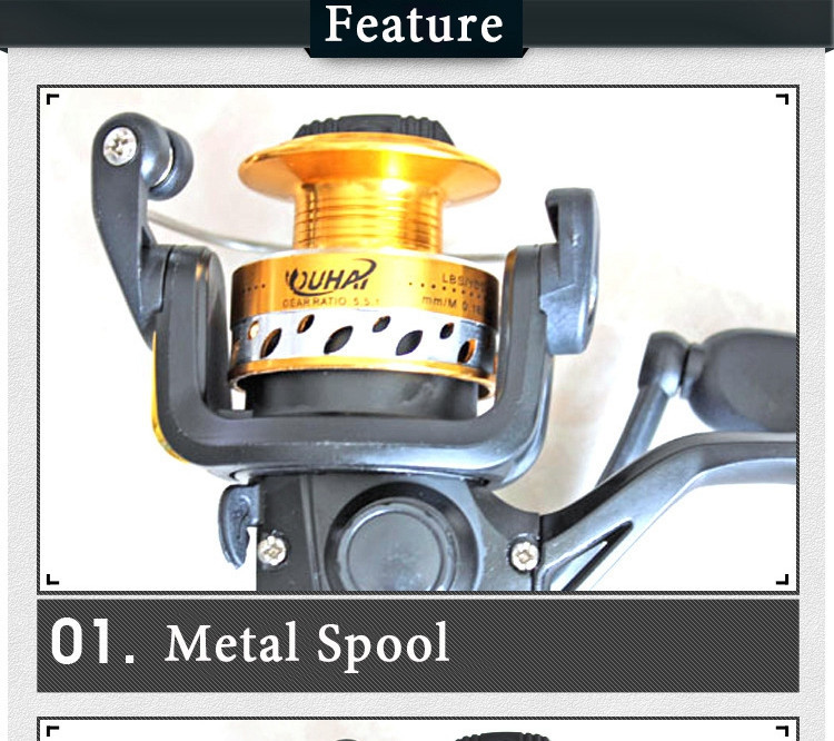 2015 Low priced fishing spinning reel aluminum alloy spool OH 200 fishing Apparatus 5.51 Bearings three spinning fishing reel pesca   (10)