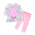 2016 New autumn sets baby cartoon cats set twinset Long sleeve shirt pants children clothing set