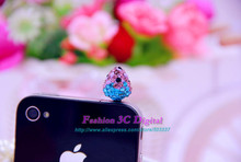 Crystal Diamond Strawberries Anti dust Plug Dustproof Plug For iPhone 4 4S 5 5S 6 6P