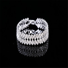 Fashion Women Crystal bangles Bracelet Jewelry Minimalist Style Rhinestone indian bangles Jewelry Silver Wide Bracelet W32Z50
