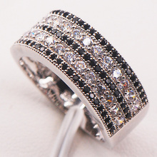 Black Sapphire Simulated Diamond 925 Sterling Silver Woman Ring Size 5 6 7 8 9 10 11 12 F586 Wholesale Jewelry Free Shipping