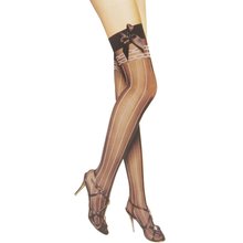 2016 Hot Style Woman Vertical Striped Black Sheer Stretchy Thigh High Stockings