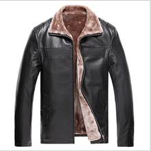 2015 Elegant Fashion Sheepskin Jacket Fox Fur Cotton Liner Winter Keep Warm Men Leather Coat Fur Collar Slim Fit Outerwear