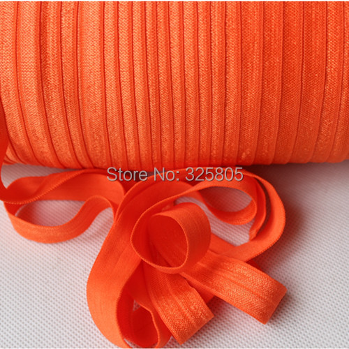 2014 New Arrival 761autumn orange 5 8 16mm FOE elastic solid Fold Over Elastic 50yards lot
