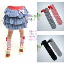 Baby Leg Arm Warmers Bowknot cotton striped socks 1 8 years age children grey