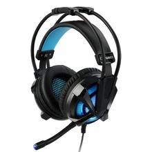 iDeaUSA Virtual 7.1 Surround Sound USB Gaming Headphone w/ MIC Noise Cancelling Over Ear Gamer Headset Vibration Vol Control LED