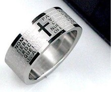 silver rings for men women Stainless Steel Bible Lord s Prayer Cross Rings Punk fashion Men