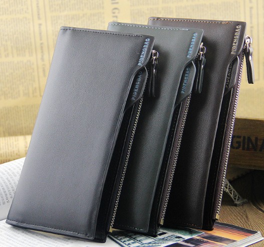 2014 New  hot Men's Long Wallet  zipper multifunctional pull type leather wallet purse with pu  free shipping