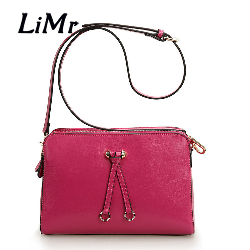 LiMr Women Crossbody Bags Casual Genuine Leather Shoulder Bags Candy Solid Cowhide Leather Lady Messenger Bags Flap Party Bag