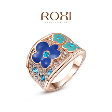 ROXI Gift Classic Genuine Austrian Crystals Sample flowers Gold Plated Wintersweet Ring Jewelry Party OFF
