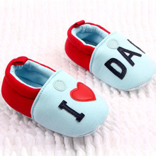 Lovely Girl Boy Round Toe Flats Soft First Walker Shoes I Love MOM DAD