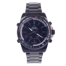Weide WH-903 hombres cuarzo y tiempo Dual Display LED deportivo reloj de pulsera – negro ( 1 x CR2016 )