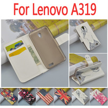 Fashion Printing Stand Wallet Case For Lenovo A319 Flip Cover with ID Card Holder 7 Colors