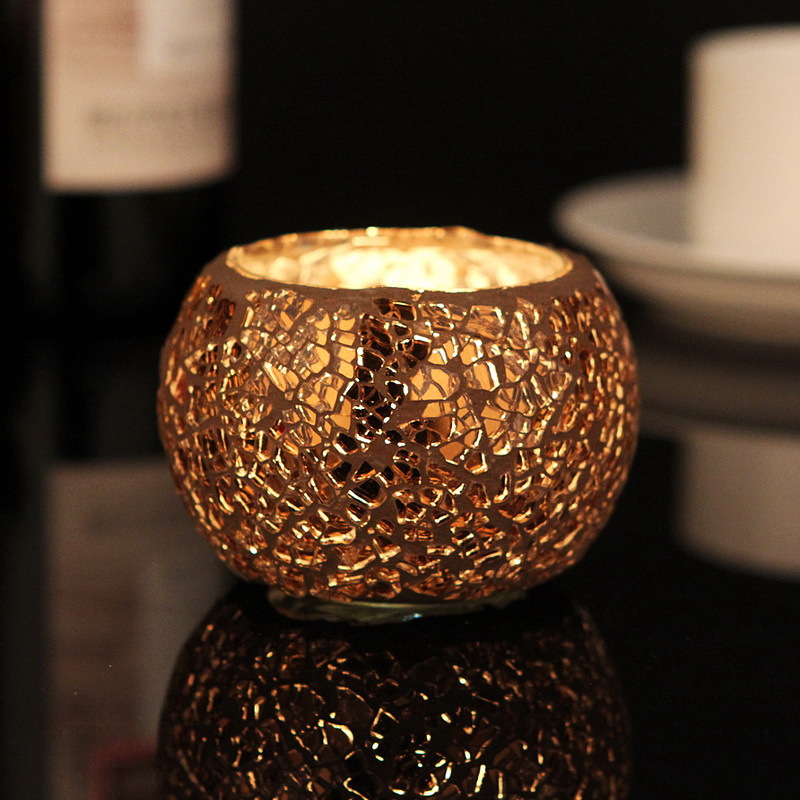 Glass Mosaic Candle Holder Christmas Candlestick Dinner Wedding