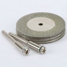New 10pcs 35mm MINI Stone Jade Glass Diamond Cutting Disc Fit Rotary Tool Dremel Drills Sheet Tool with Two Mandrel Arbor