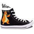 Wen Anime Hand Painted Shoes Design Custom Pokemon Go Pocket Monster Dragonite Men Women s High