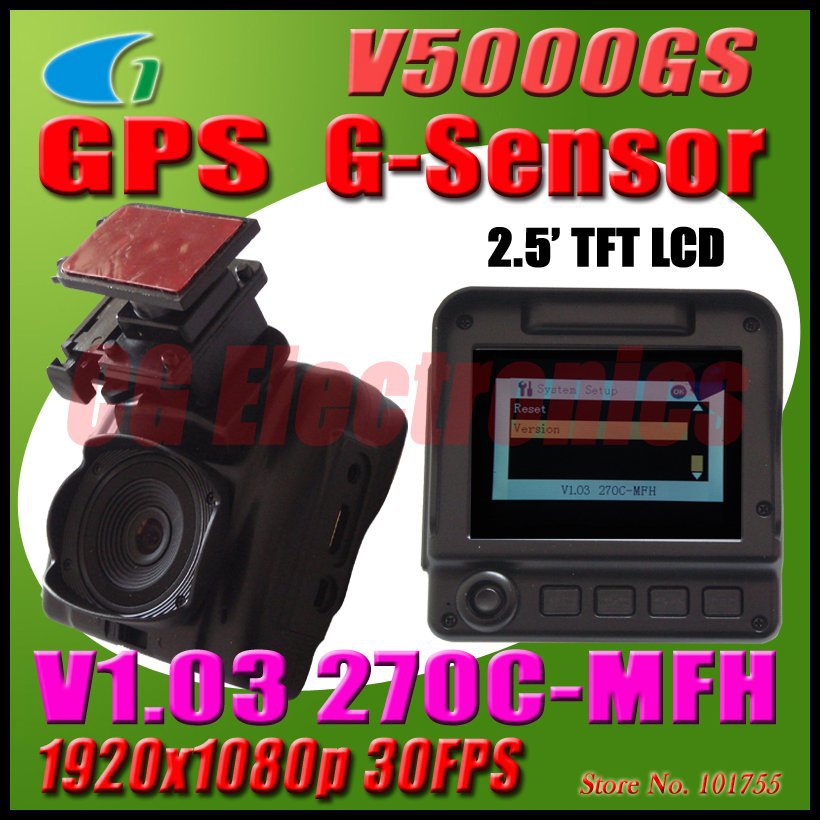  V5000GS  GPS  G -   HD 1920 x 1080 p 30FPS MOV   DVR  / 2,5 ' - / HDMI / Ambarella CPU / 12 .  - 