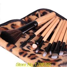 2015 New Arrival 8Pcs Blush Eyeshadow Mascara Lip Makeup Brushes Cosmetic Sets Leopard Case